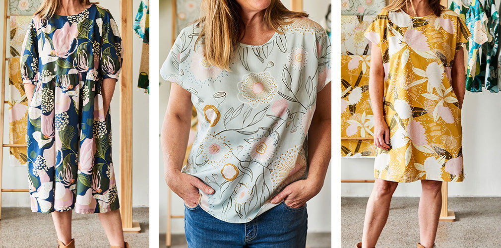 Nerida Hansen Sewing Patterns with Vanessa Holliday Fabric