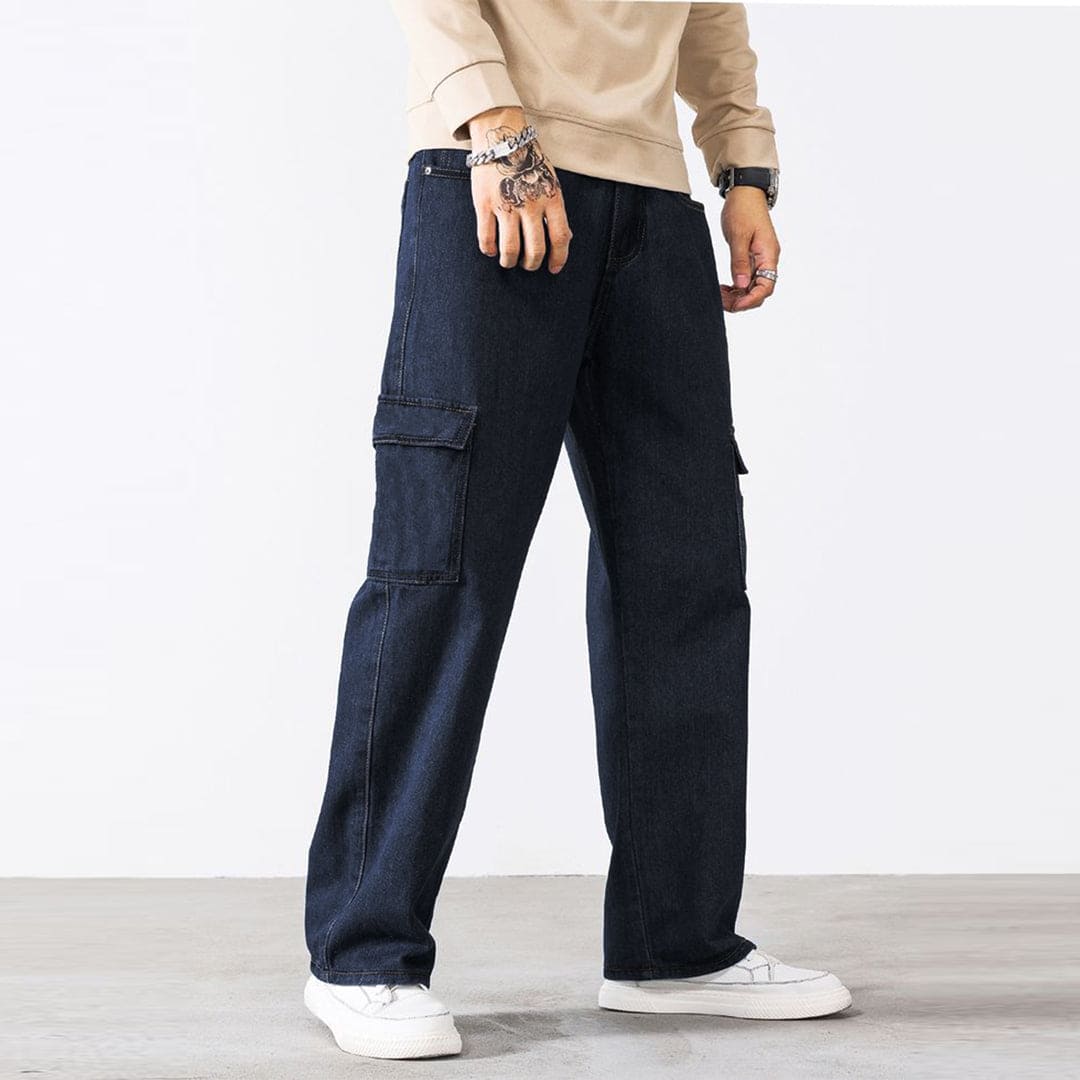 Jupiter Engineered Slub Weave Cargo Pockets Denim Jeans For Men - Deeds.pk product image