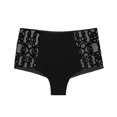 Sophia organic and lace high waisted knickers in black