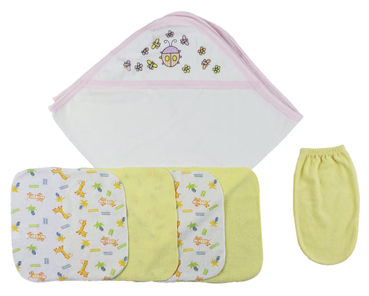 Winnie The Pooh Hooded Towel & Washcloth set - pink