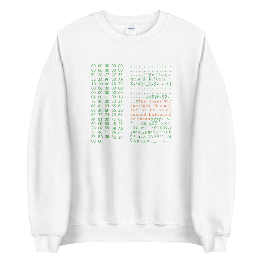 Genesis Block Unisex Bitcoin Sweatshirt Bitcoin Gear