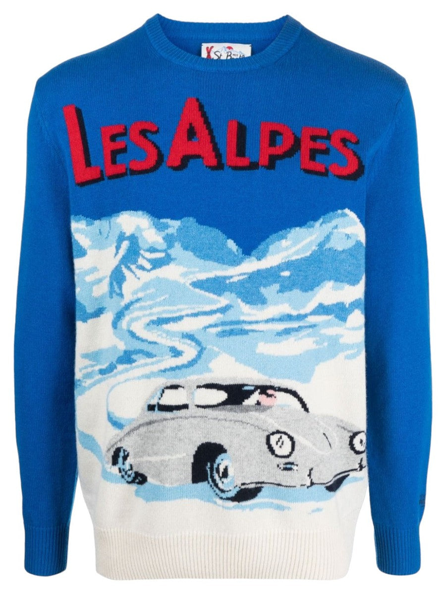 Image of Maglione Les Alpes con intarsio