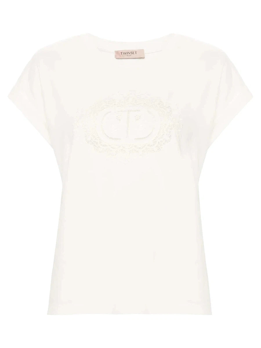 T-Shirt con Logo Oval T Ricamato