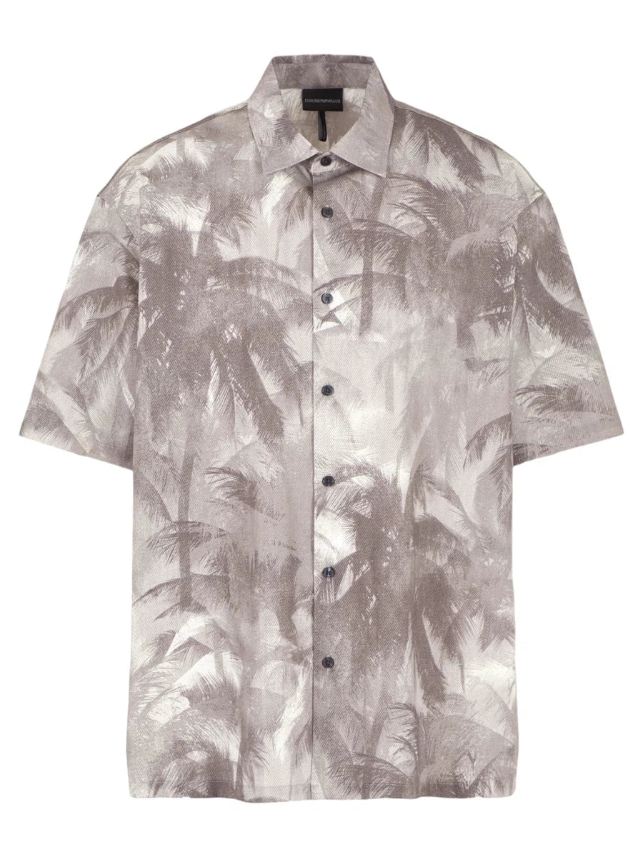 Image of Camicia Oversize in Misto Lyocell con Stampa Palme