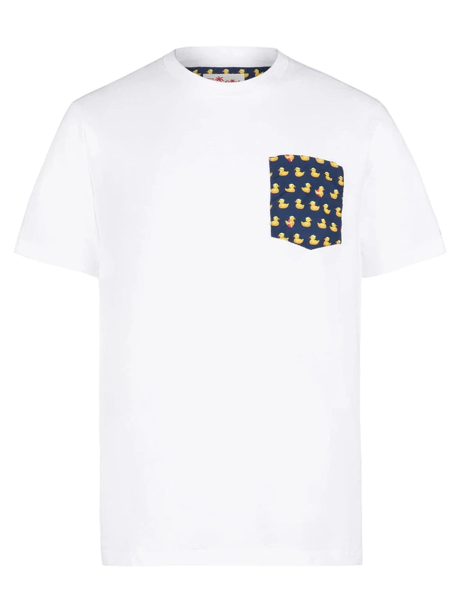 Image of T-shirt da Uomo in Cotone con Taschino Stampa Papere