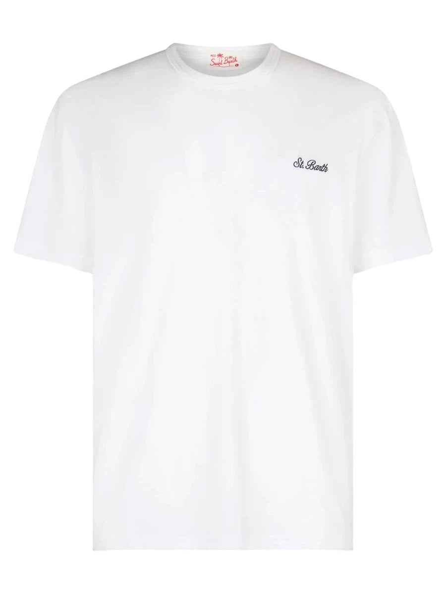 Image of T-shirt Dover in Cotone Bianco con Ricamo St. Barth