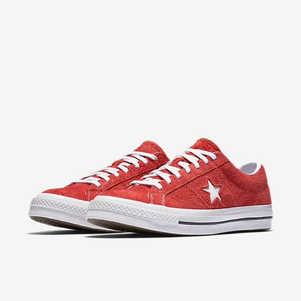 one star premium suede low top red