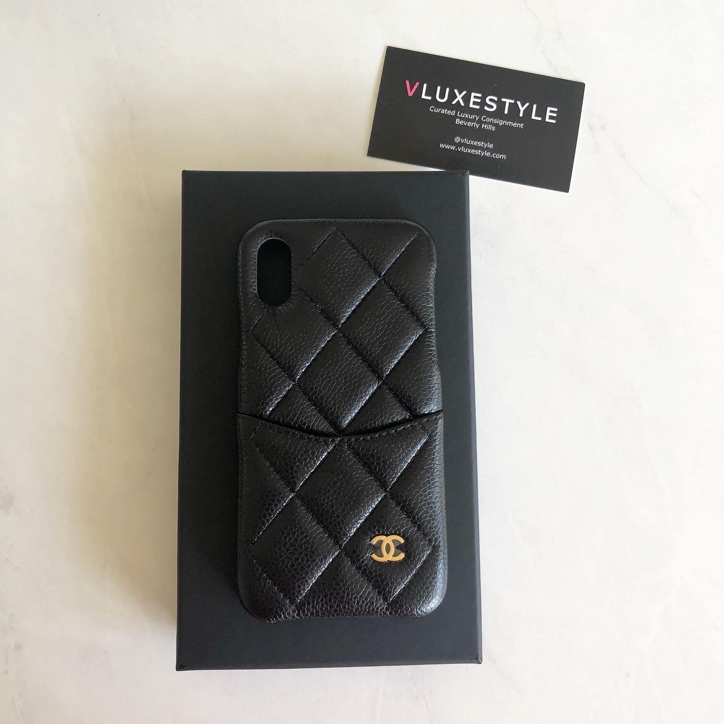 Chanel Iphone Case Black Quilted Caviar With Gold Hardware Vluxestyle