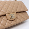 Chanel Classic Medium Double Flap 19B Dark Beige Quilted Caviar with light gold hardware