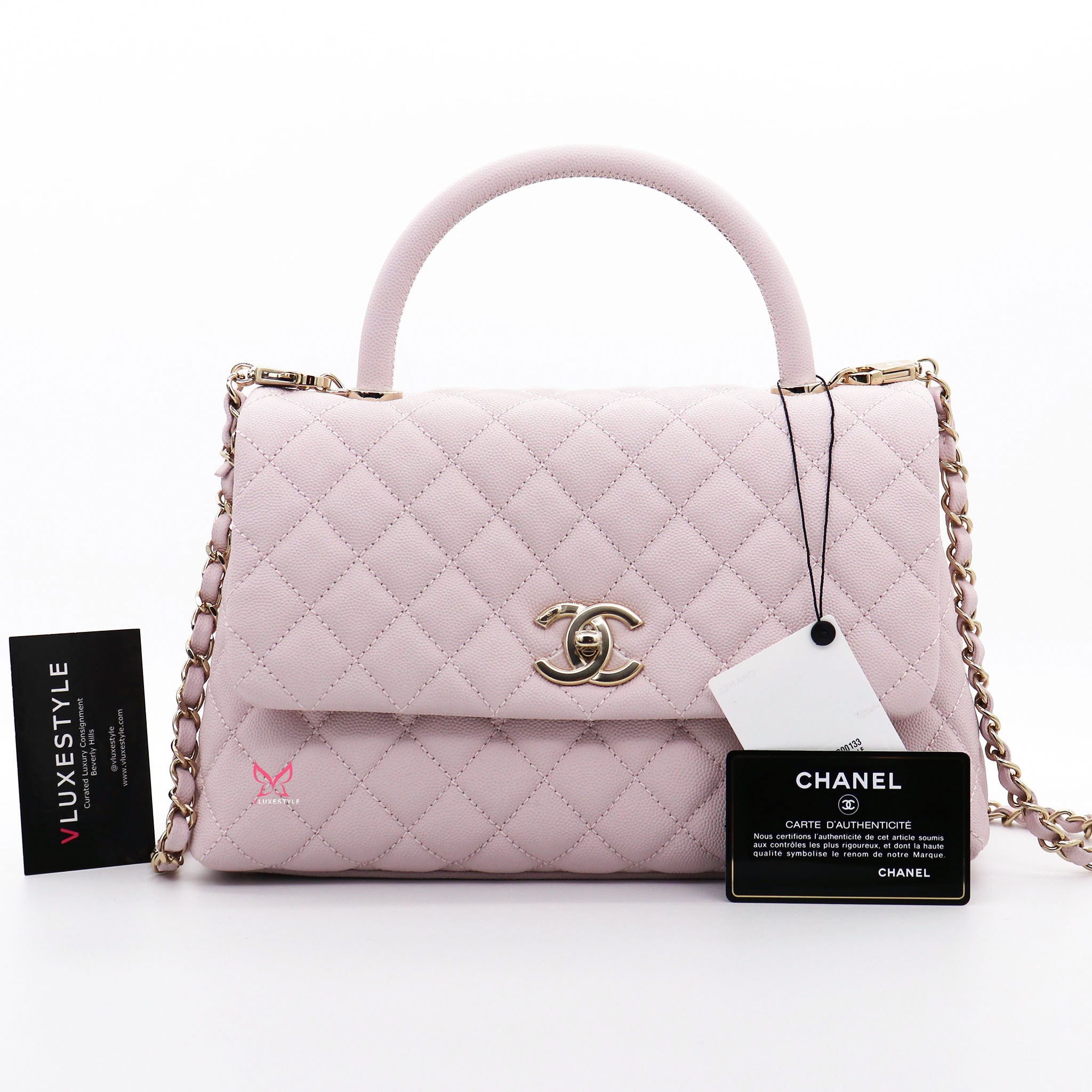 Chanel Coco Handle a Lilac Quilted Caviar With Light Gold Hardware Vluxestyle