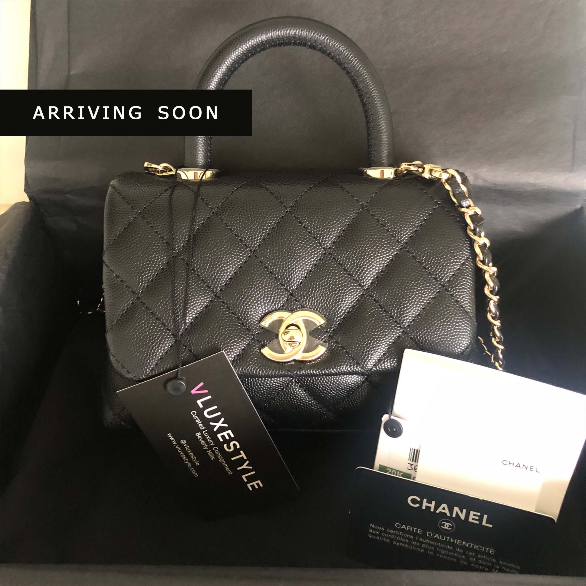 Chanel Extra Mini Coco Handle Black Quilted Caviar With Light Gold Har Vluxestyle