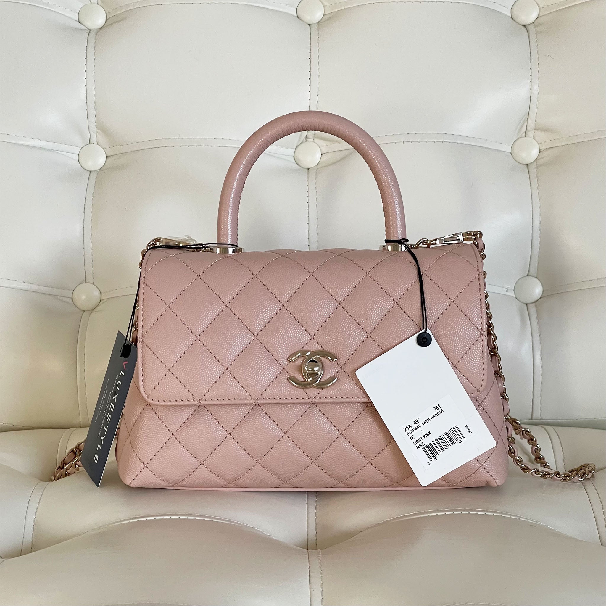 Chanel Mini Small Coco Handle 21a Light Pink Quilted Caviar With Light Vluxestyle