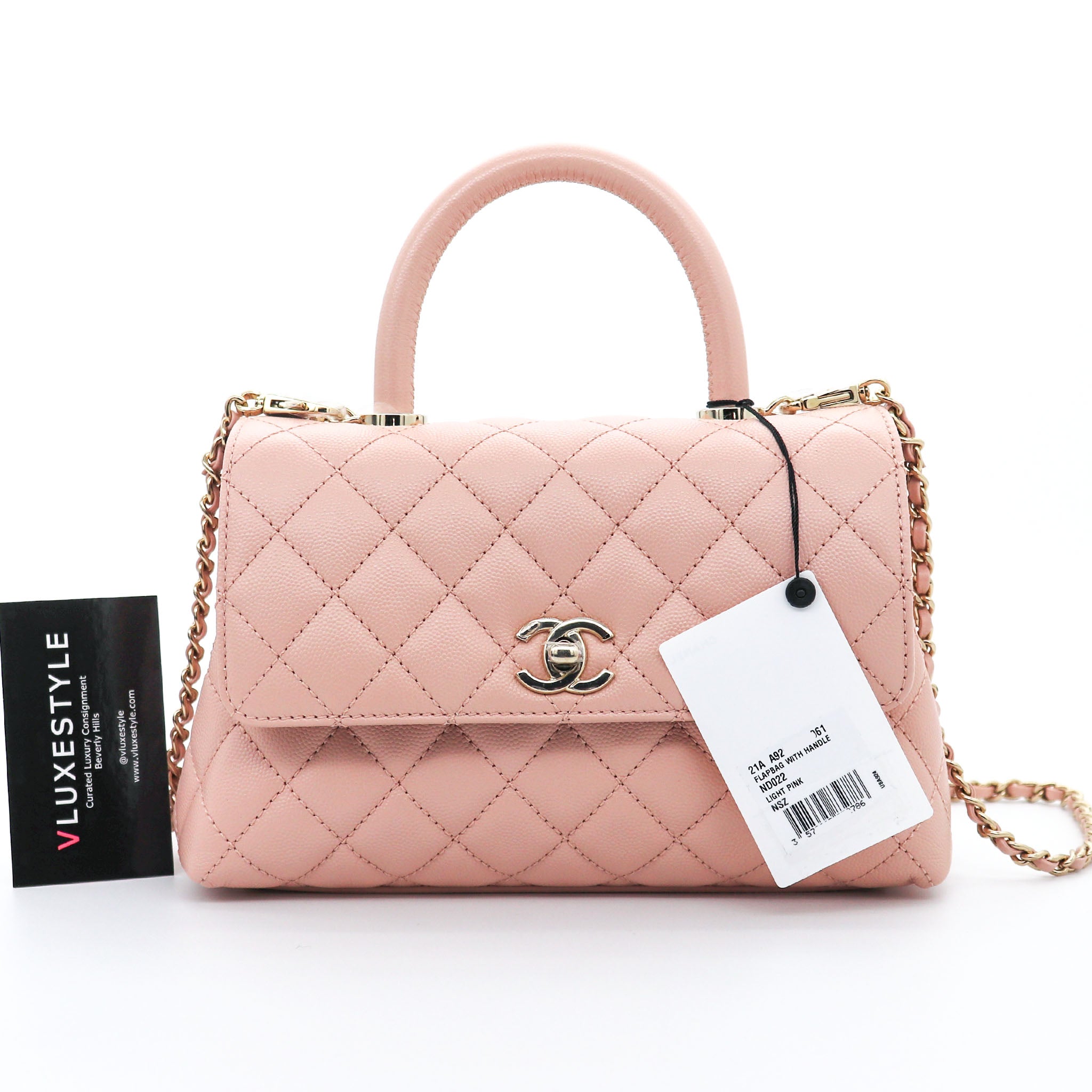 Chanel Mini Small Coco Handle 21a Light Pink Quilted Caviar With Light Vluxestyle