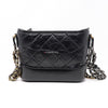 Chanel 18A Small Gabrielle Hobo Black Quilted Aged Calfskin, Smooth Calfskin with mixed hardware