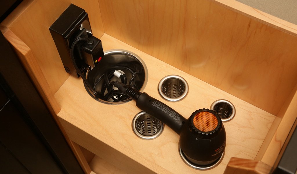 Hair Dryer Storage Ideas In Drawer Powering Outlets Docking Drawer