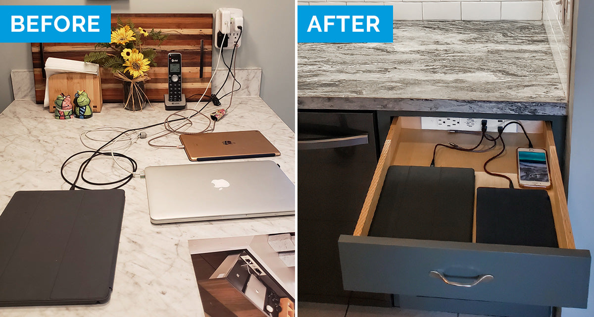 Kitchen drawer charging station