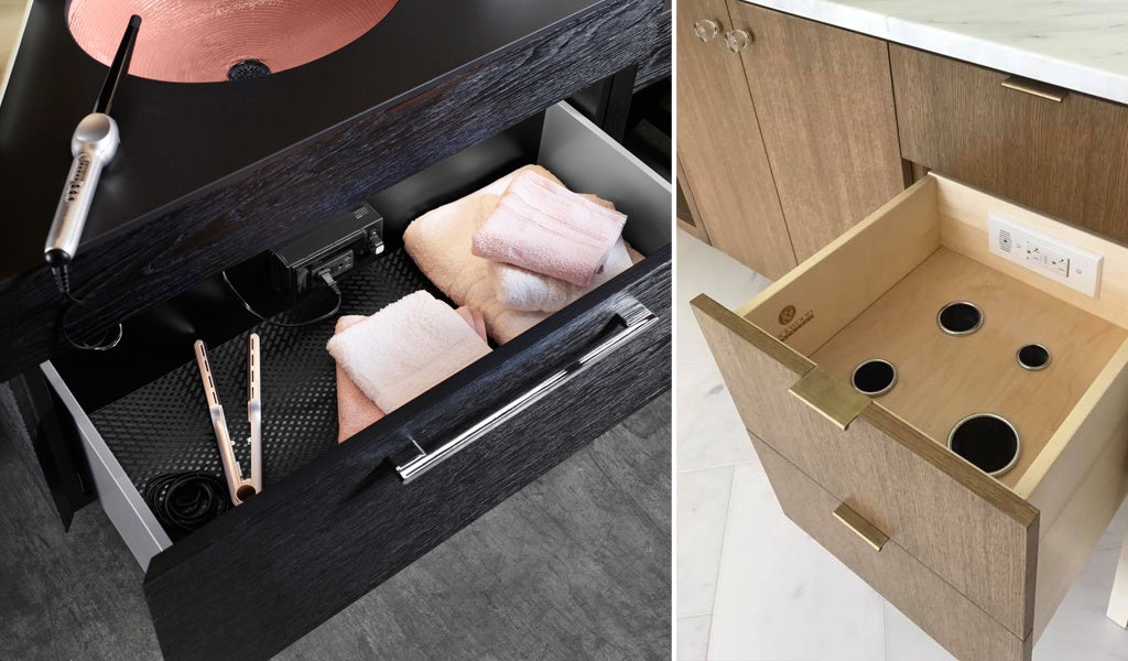 Hair Dryer Holder and Storage Ideas Docking Drawer