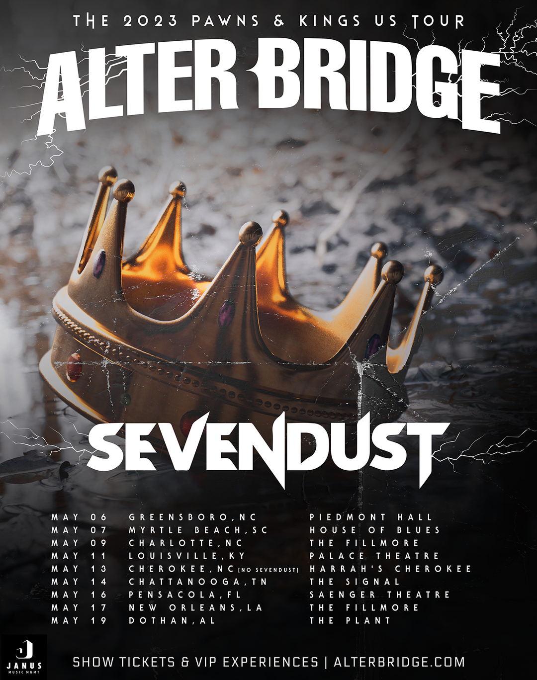 ANNOUNCED SEVENDUST WITH ALTER BRIDGE (MAY 2023 TOUR) Sevendust