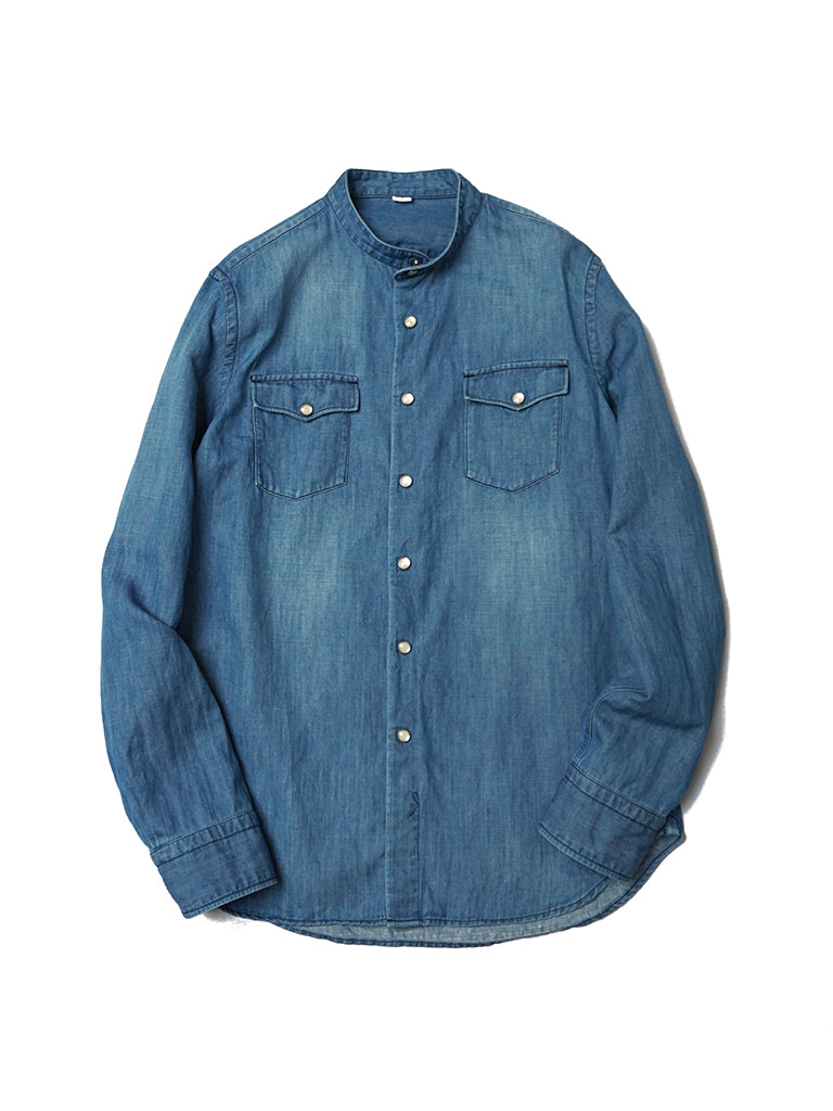 denim stand collar shirt