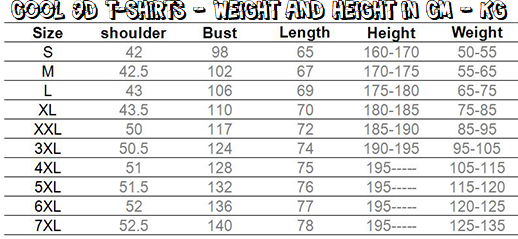 shirt size by height and weight