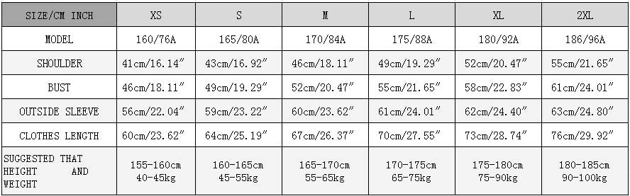 Size Chart For Height And Weight