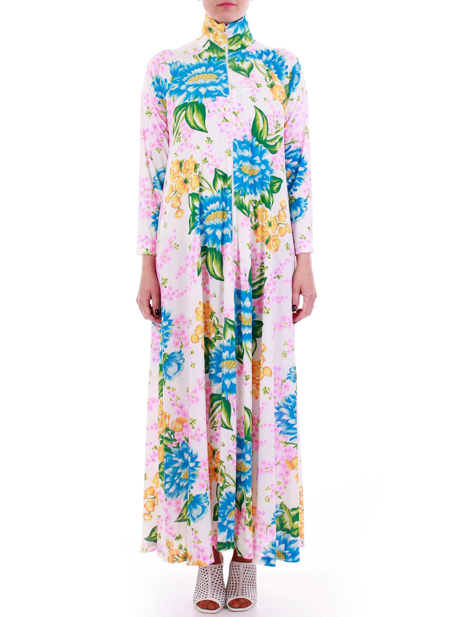 Vintage 60s Pastel Botanical Maxi House Dress Lounger – KCO VINTAGE