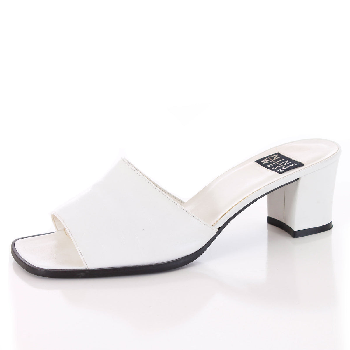 90s Nine West White Leather Block Heel Mules Size 8 – KCO VINTAGE