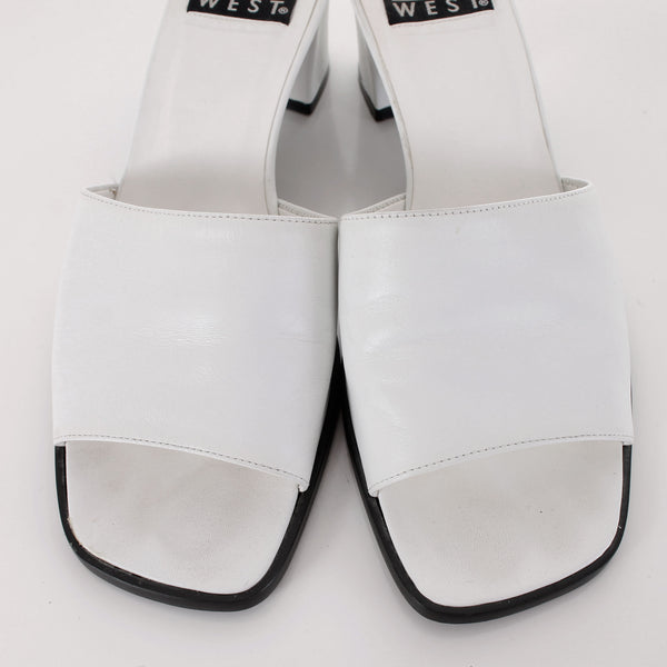 90s Nine West White Leather Block Heel Mules Size 8 – KCO VINTAGE