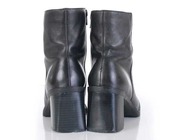 black leather heeled ankle boots uk