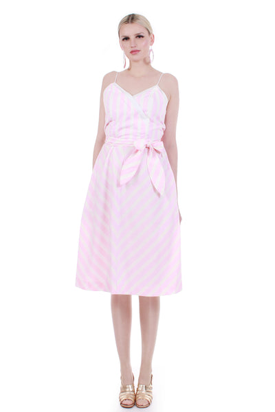 pink and white striped sundress