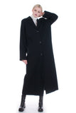 Lightweight Black Merino Wool Long Oversized Minimal Maxi Duster Coat Made in the USA Size L