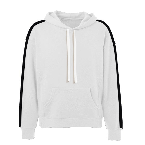 black hoodie with white drawstring