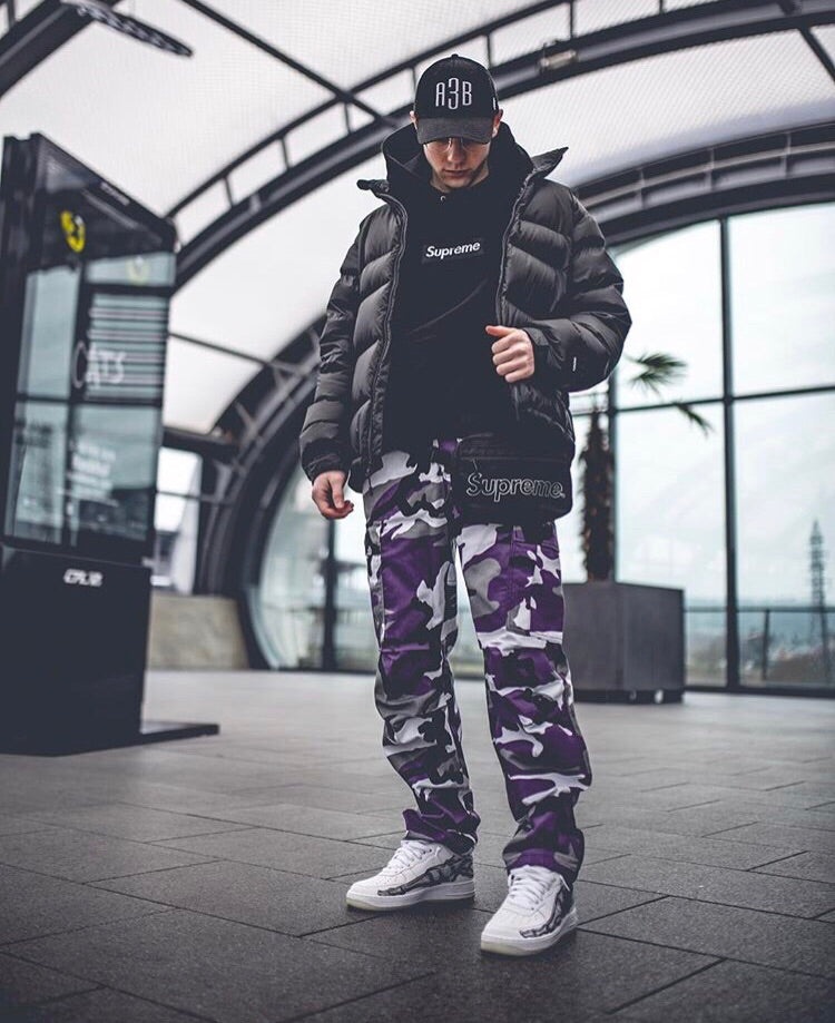 purple supreme pants