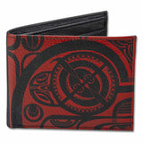 Polynesian tiki tattoo on leather NA KOA bifold wallet