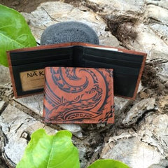 polynesian shark tattoo leather wallet from Nakoa