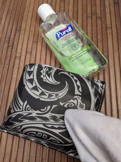 Sanitizing your Nakoa Polynesian tattoo wallet