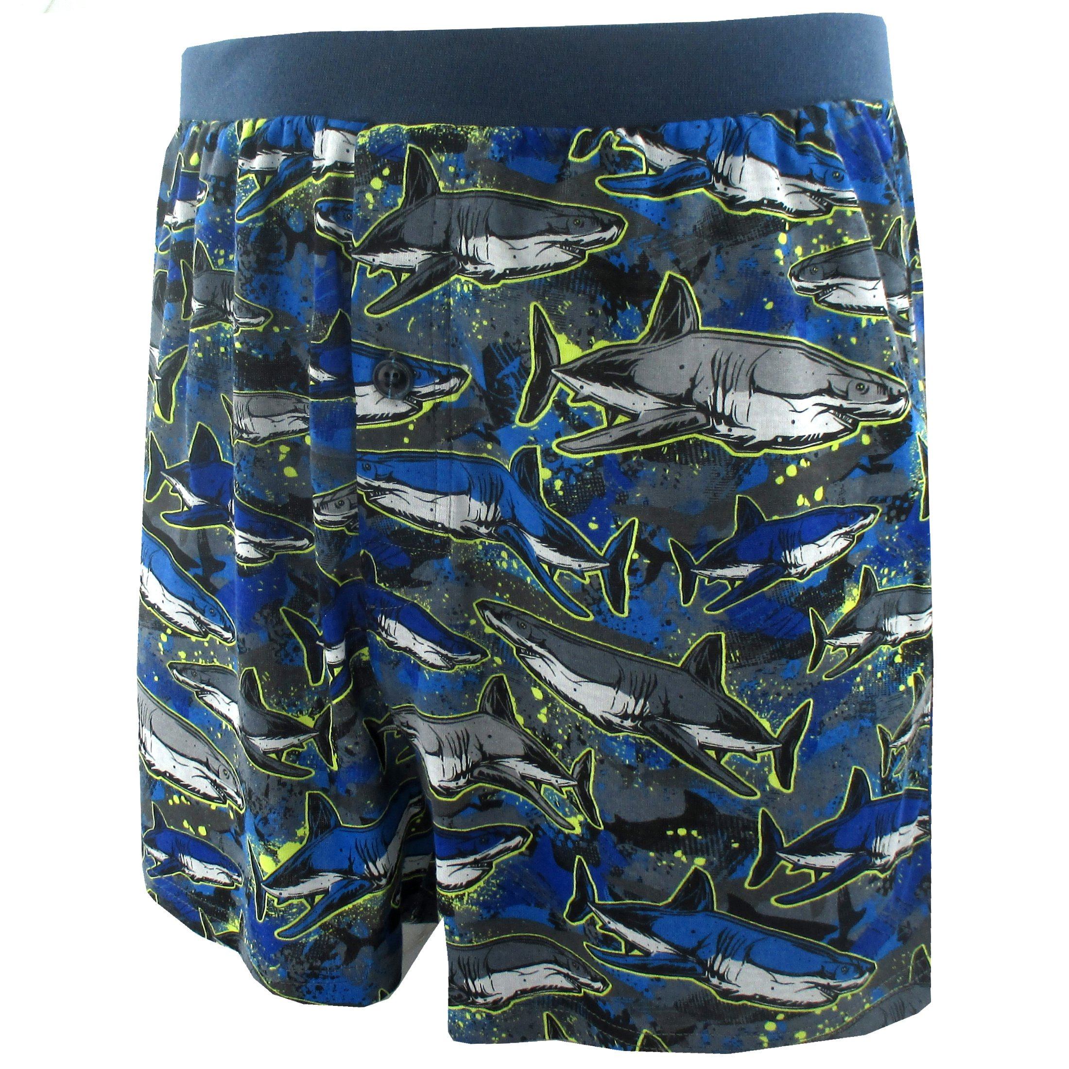 Men's Blue Shark Watermelon All Over Print Cotton Knit Boxer Shorts