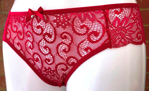 2-Pack Bumless Lace Briefs with One Red and One Red Brief