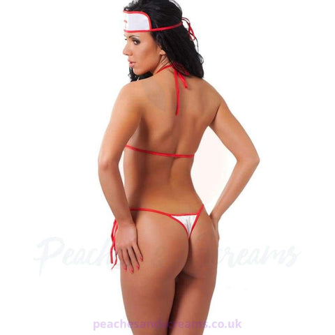 Specifications of 3-Piece Sexy Nurse Bikini Oufit with Front and Side Ties