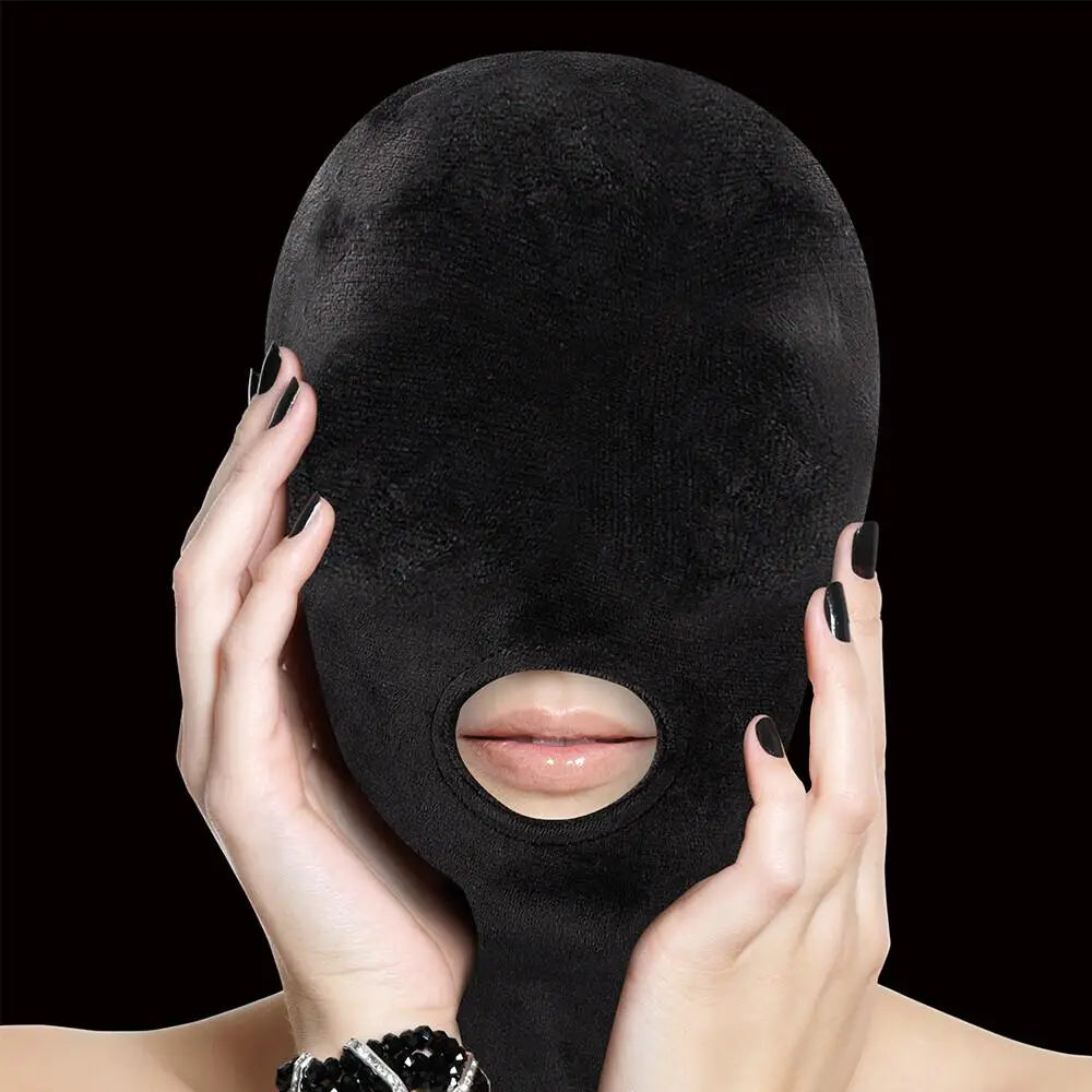 Shop Shots Black Velvet Mask With Mouth Opening For Bdsm Couples — Peaches  and Screams