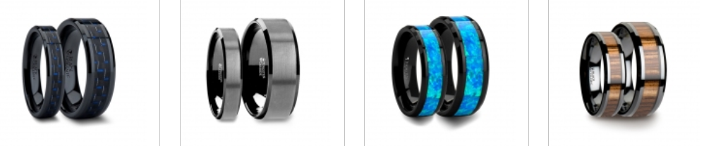 black tungsten ring sets