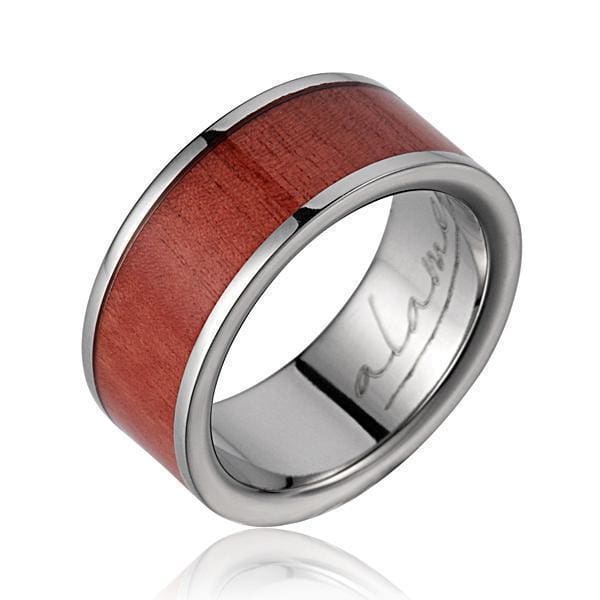 ARES Pink Wood Wedding Band Titanium Genuine Inlay - 8mm– The