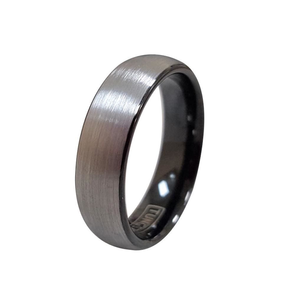 Bevin Tungsten Ring With Curved Brush Finish and Ion Plated Black On ...