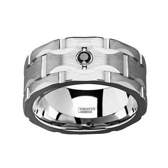 1 cwt Diamond Unique Mens Wedding Bands in Silver/Tungsten - A308C