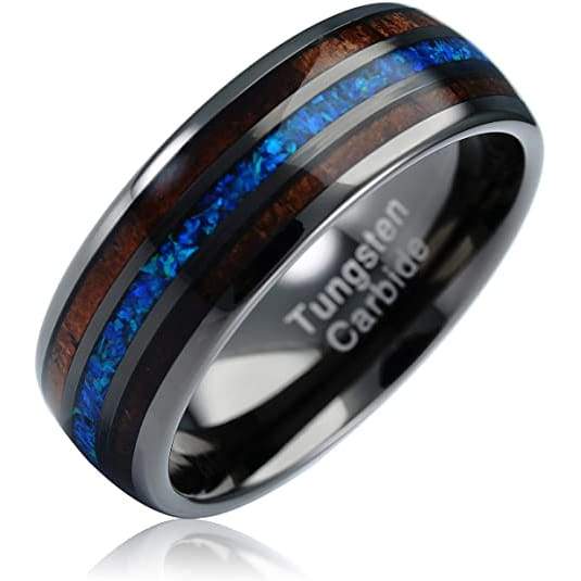 Original wooden wedding bands, wooden rings for mens & woman, blue