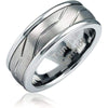 Lincoln Men’s Angled Groove Lines Tungsten Carbide Wedding Band - 8mm