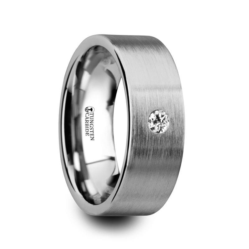 THREE KEYS JEWELRY 4mm White Custom Tungsten Carbide Wedding Ring