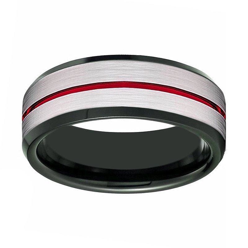 Louisville Cardinals Ring Wedding Band Black and Red CZ Stone 8mm Tungsten Ring #louisville #cardinals 8.5