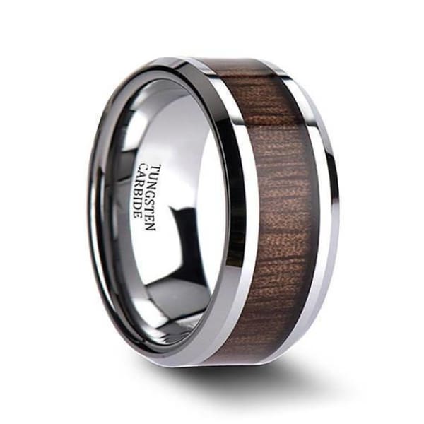 Mens Wood Wedding Bands with Wood Inlay Black Tungsten Wood Rings | Urban Designer 10.5