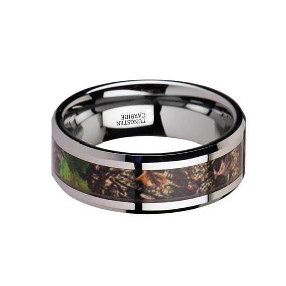 Mens tungsten camo sales wedding bands